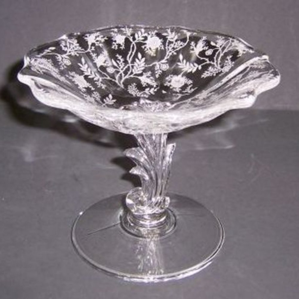 Fostoria Elegant Glass Crystal Chintz 4 1/2 Inch High Mint or Candy Comport